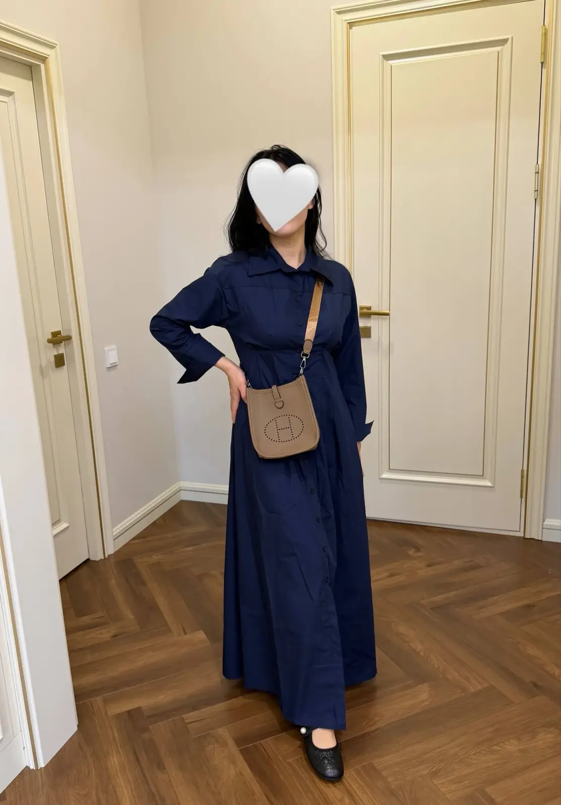 Navy Maxi Shirt Dress — 6 / 7